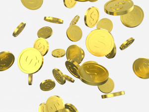 Gold coins falling 01 Modèle 3D