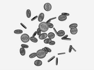 Gold coins falling 01 Modèle 3D