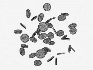 Gold coins falling 01 3D Model