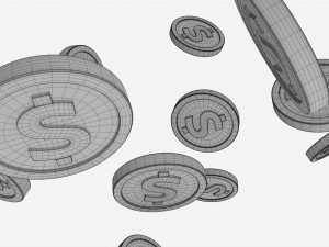 Gold coins falling 01 Modèle 3D