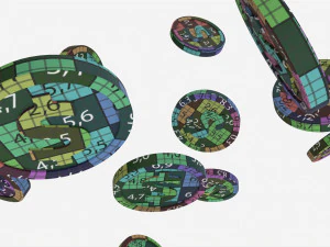 Gold coins falling 01 3D Model