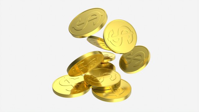 Gold coins falling 02 3D 模型 .c4d .max .obj .3ds .fbx .stl .blend 