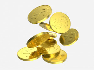 Gold coins falling 02 3D Model