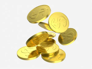 Золотые монеты падают 02 3D Модель