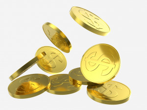Gold coins falling 02 3D 模型