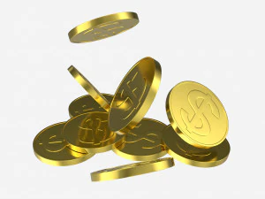 Gold coins falling 02 3D Model