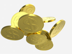 Gold coins falling 02 3D 模型