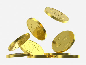 Gold coins falling 02 3D 模型