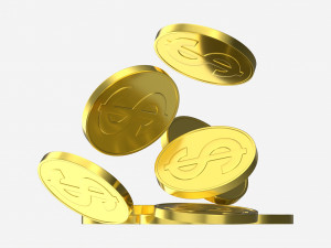 Gold coins falling 02 3D 模型