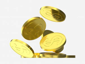 Gold coins falling 02 3D Model