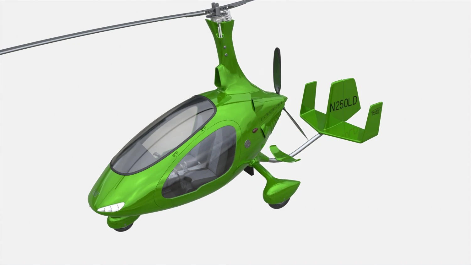 Gyroplane Autogiro Cavalon Green 3D Model .c4d .max .obj .3ds .fbx .stl .blend 