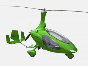 Gyroplane Autogiro Cavalon Green 3D Model