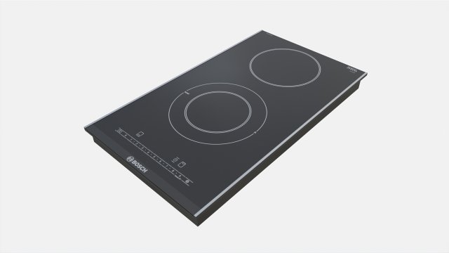 Induction Hob 2 Surface Glass Black Model 3D .c4d .max .obj .3ds .fbx .stl .blend 