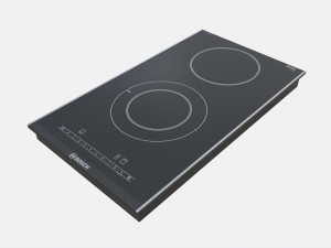 Induction Hob 2 Surface Glass Black 3D Модель