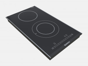 Induction Hob 2 Surface Glass Black Model 3D