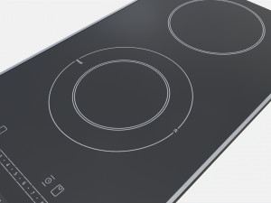 Induction Hob 2 Surface Glass Black Model 3D