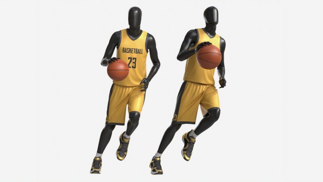 Male Manequin in Basketball Uniform in Action 02 3D मॉडल .c4d .max .obj .3ds .fbx .stl .blend 