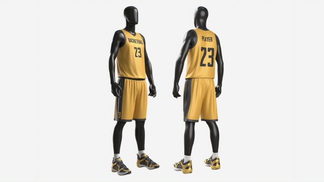 Male Manequin in Basketball Uniform Standing Modèle 3D .c4d .max .obj .3ds .fbx .stl .blend 