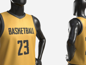 Male Manequin in Basketball Uniform Standing with Ball Model 3D