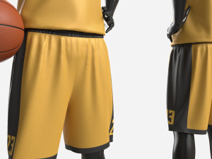 Male Manequin in Basketball Uniform Standing with Ball Model 3D