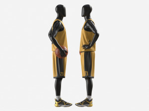 Male Manequin in Basketball Uniform Standing with Ball Model 3D