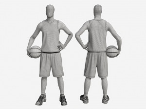Male Manequin in Basketball Uniform Standing with Ball Model 3D