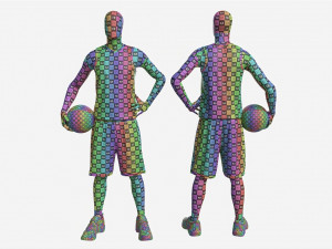 Male Manequin in Basketball Uniform Standing with Ball Model 3D