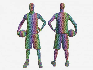 Male Manequin in Basketball Uniform Standing with Ball 3D Model