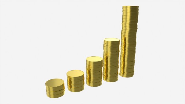 Money coin stack set 3D 모델 .c4d .max .obj .3ds .fbx .stl .blend 