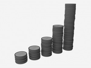Money coin stack set 3D 모델
