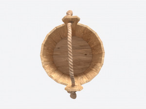 Old Wooden Bucket with Rope Handle 3D Модель