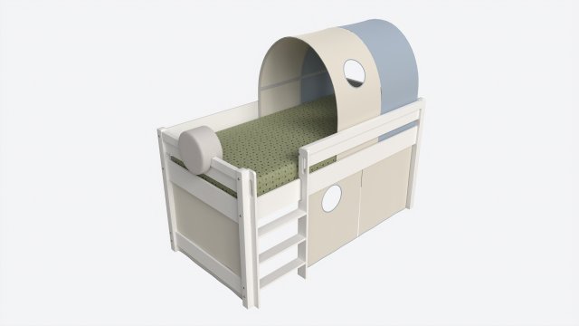 Cilek Montes Beg Loft Bed with Canopy-tunnel 3D Модель .c4d .max .obj .3ds .fbx .stl .blend 