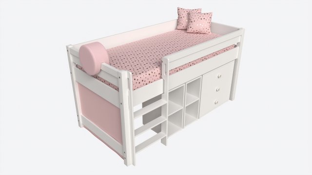 Cilek Montes Beg Loft Bed with Dresser and Shelves 3D Модель .c4d .max .obj .3ds .fbx .stl .blend 