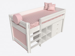 Cilek Montes Beg Loft Bed with Dresser and Shelves Modelo 3D