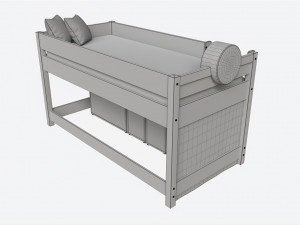 Cilek Montes Beg Loft Bed with Dresser and Shelves 3D Модель