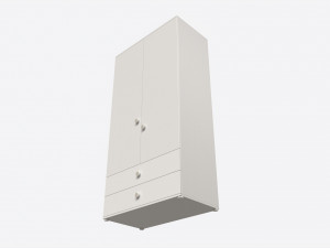Cilek Montes White 2-door Wardrobe 3D Model
