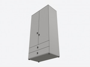 Cilek Montes White 2-door Wardrobe 3D Model