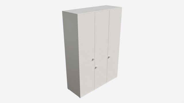 Cilek Montes White 3-door Wardrobe 3D Model .c4d .max .obj .3ds .fbx .stl .blend 
