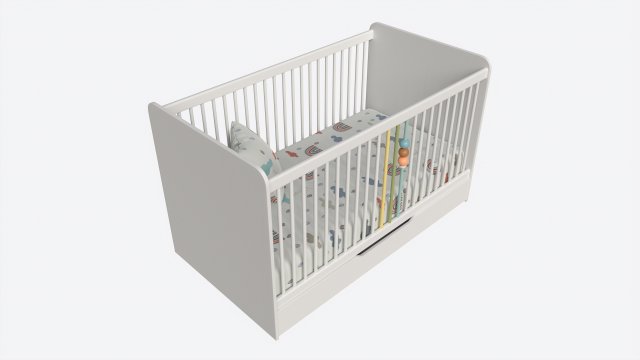 Cilek Montes White Baby Crib 3D 模型 .c4d .max .obj .3ds .fbx .stl .blend 