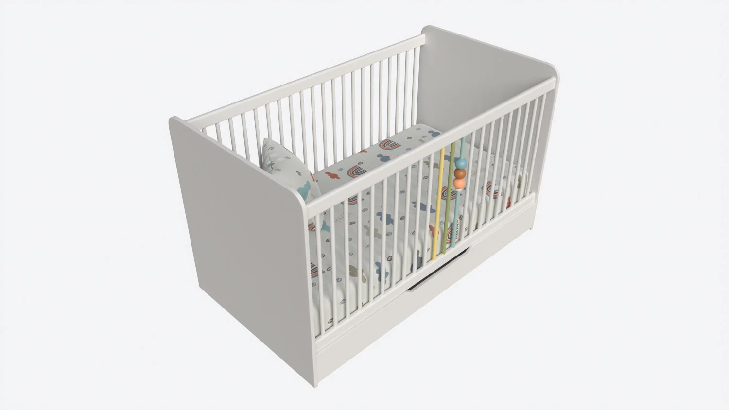 Cilek Montes White Baby Crib 3D Model .c4d .max .obj .3ds .fbx .stl .blend 
