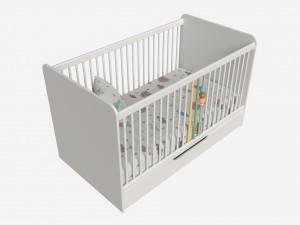 Cilek Montes White Baby Crib 3D Model in Bedroom 3DExport
