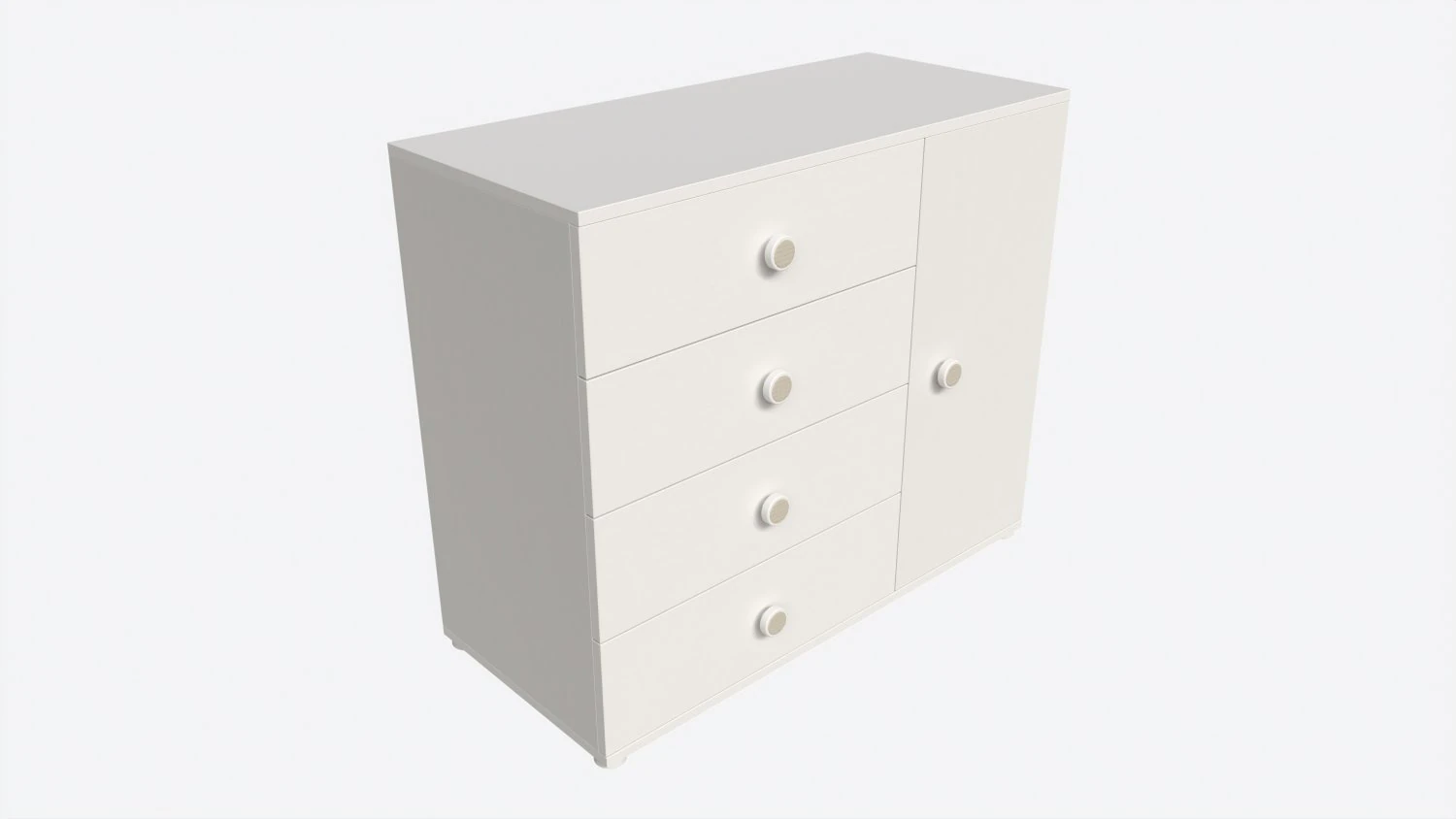 Cilek Montes White Dresser 3D Model .c4d .max .obj .3ds .fbx .stl .blend 