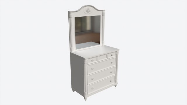 Cilek Romantic Dresser with Mirror 3D Model .c4d .max .obj .3ds .fbx .stl .blend 