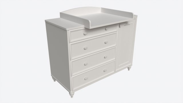 Cilek Romantic Dresser with Table Modèle 3D .c4d .max .obj .3ds .fbx .stl .blend 