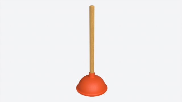 Plunger with Wooden Handle Modelo 3D .c4d .max .obj .3ds .fbx .stl .blend 