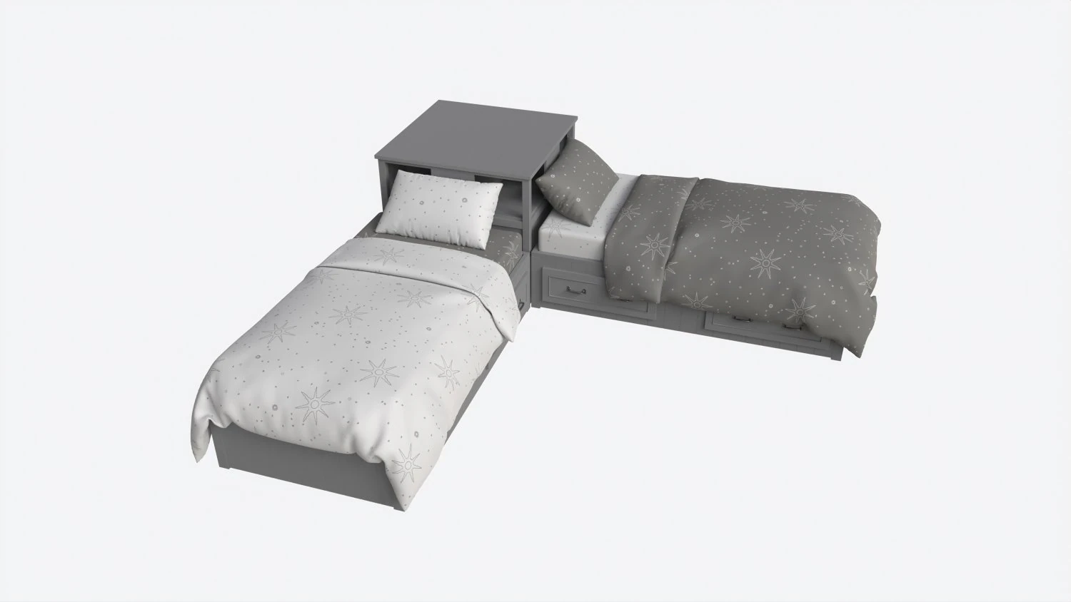 Letti gemelli Pottery Barn Belden con ripiano testiera Modello 3D .c4d .max .obj .3ds .fbx .stl .blend