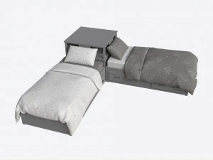 Pottery Barn Belden Twin Beds with Headback Shelf 3D Модель