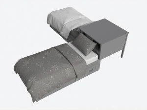 Letti gemelli Pottery Barn Belden con ripiano testiera Modello 3D