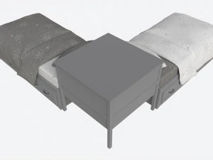 Letti gemelli Pottery Barn Belden con ripiano testiera Modello 3D