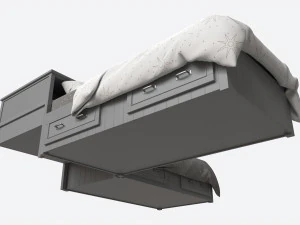 Letti gemelli Pottery Barn Belden con ripiano testiera Modello 3D